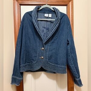 Bleu Bayou  bohemian style denim cropped jacket 100% cotton woman’s size XL
